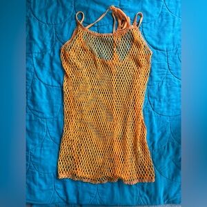 Orange Mesh Cover-Up Dress
